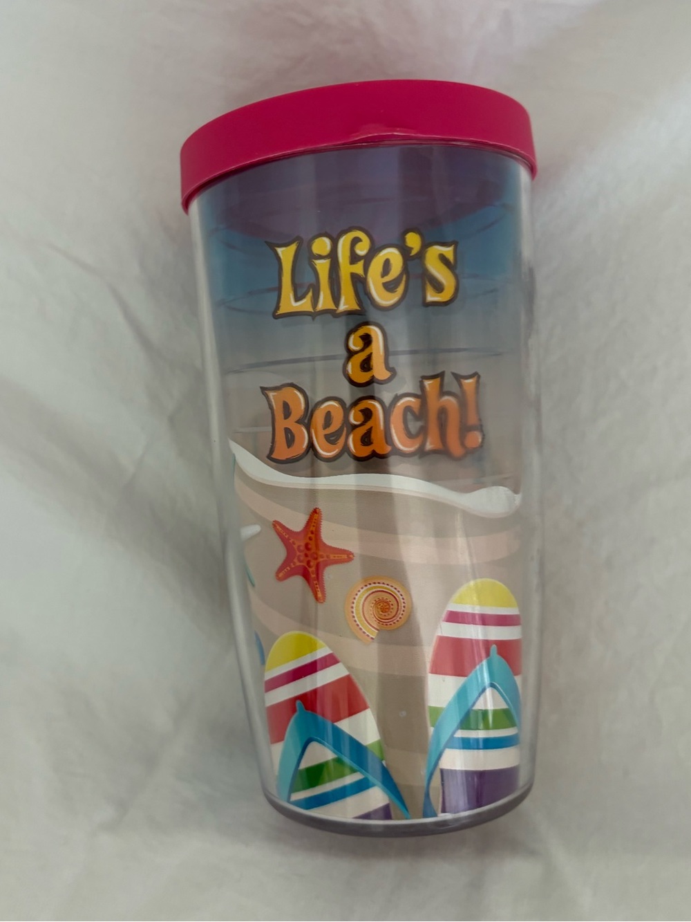Tervis  Life's a Beach Travel Tumbler 16oz - Pink Lid